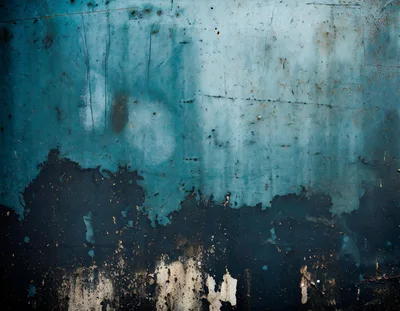 Weathered Blue Metal Surface With Peeling Paint Texture