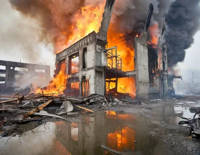 Massive Industrial Building Engulfed In Intense Fire