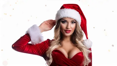 Beautiful Woman Wearing Santa Claus Costume
