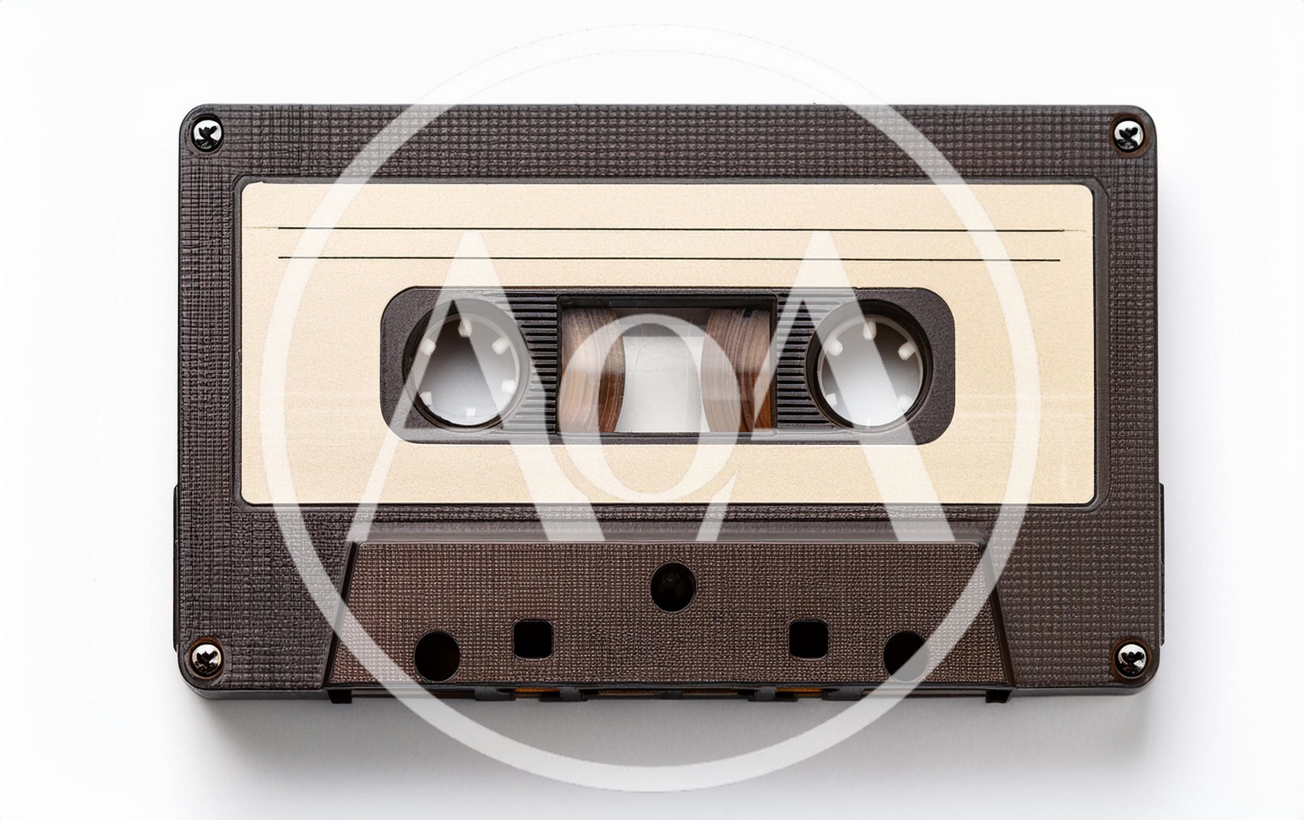 Vintage Audio Cassette Tape On White Background