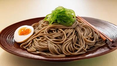 Cold Soba Noodles With Seaweed And Soft Boiled Egg