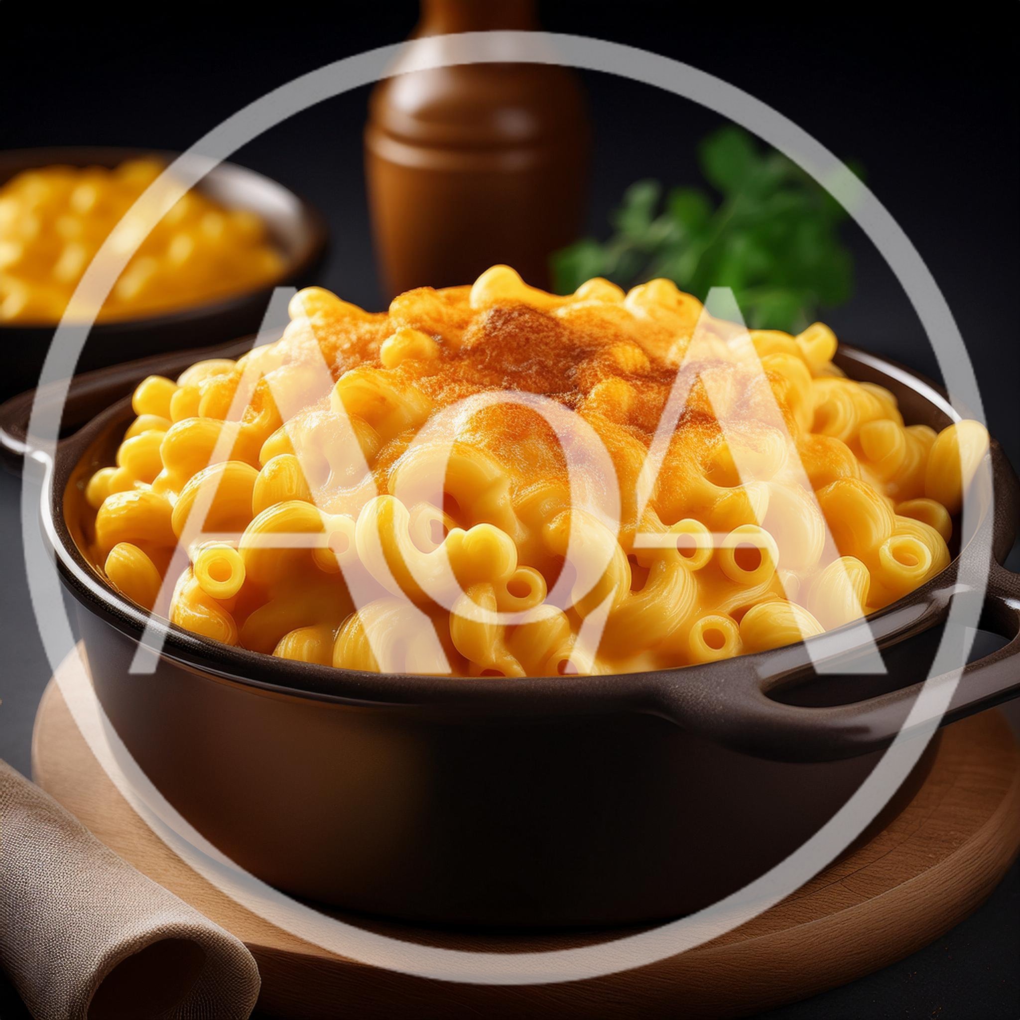 Baked Macaroni and Cheese in a Ceramic Pot