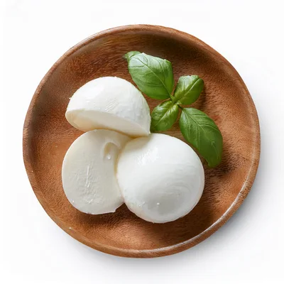 Fresh Mozzarella Cheese Balls With Basil Leaves