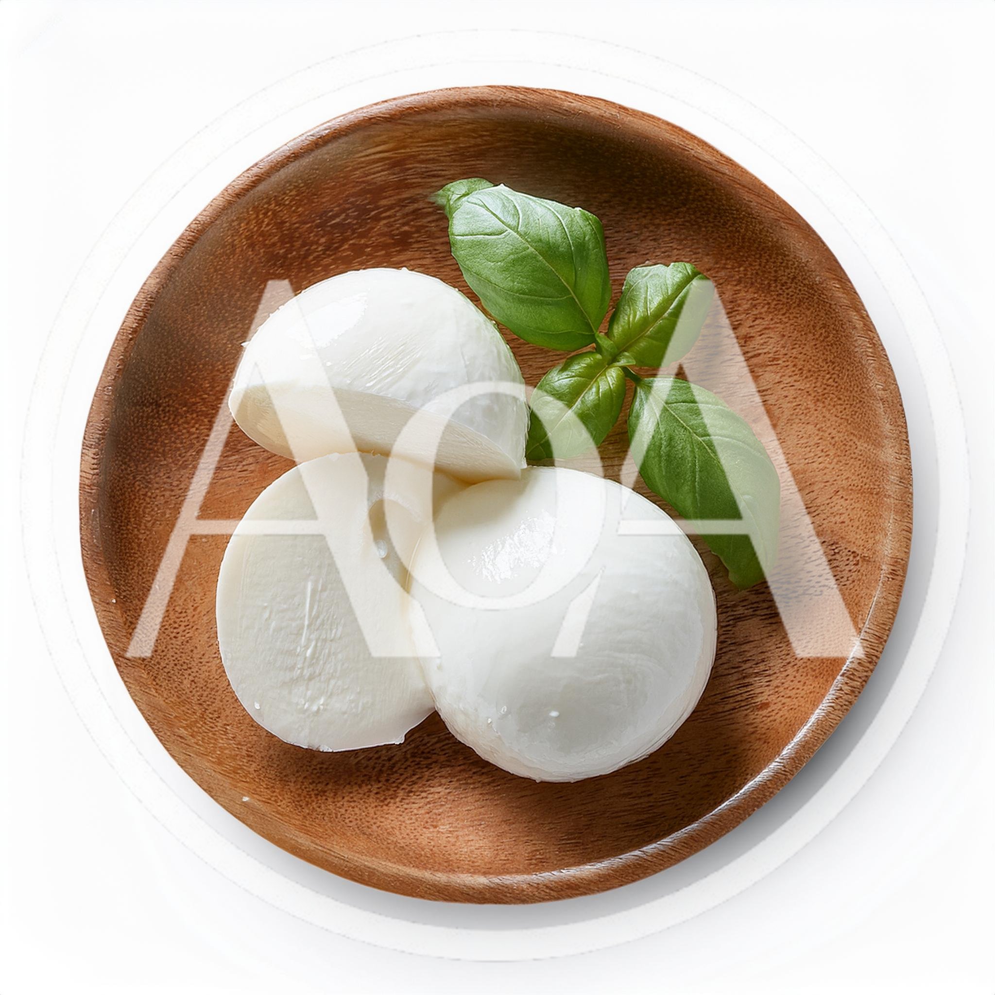 Fresh Mozzarella Cheese Balls With Basil Leaves