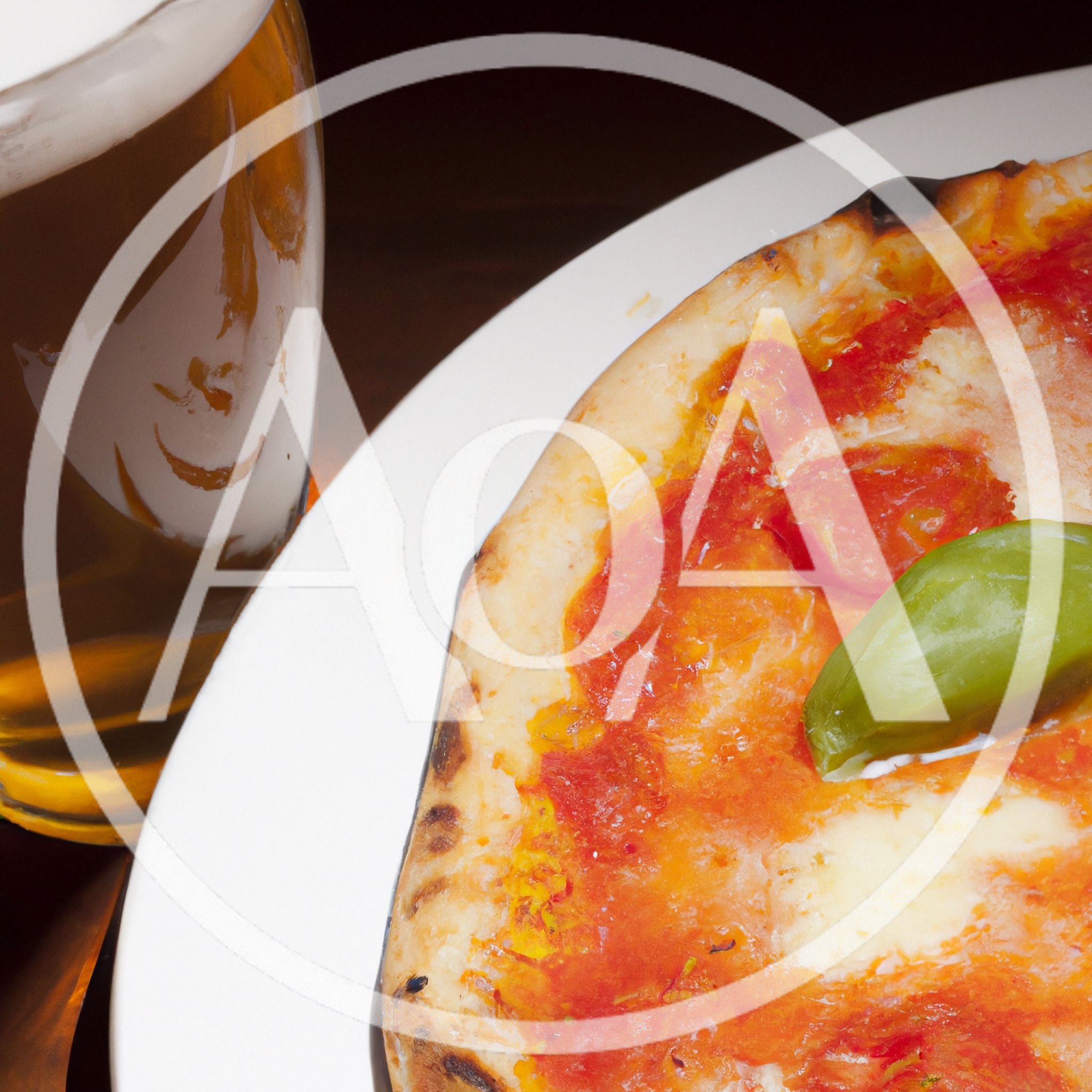 Fresh Margherita Pizza Served With A Glass Of Beer