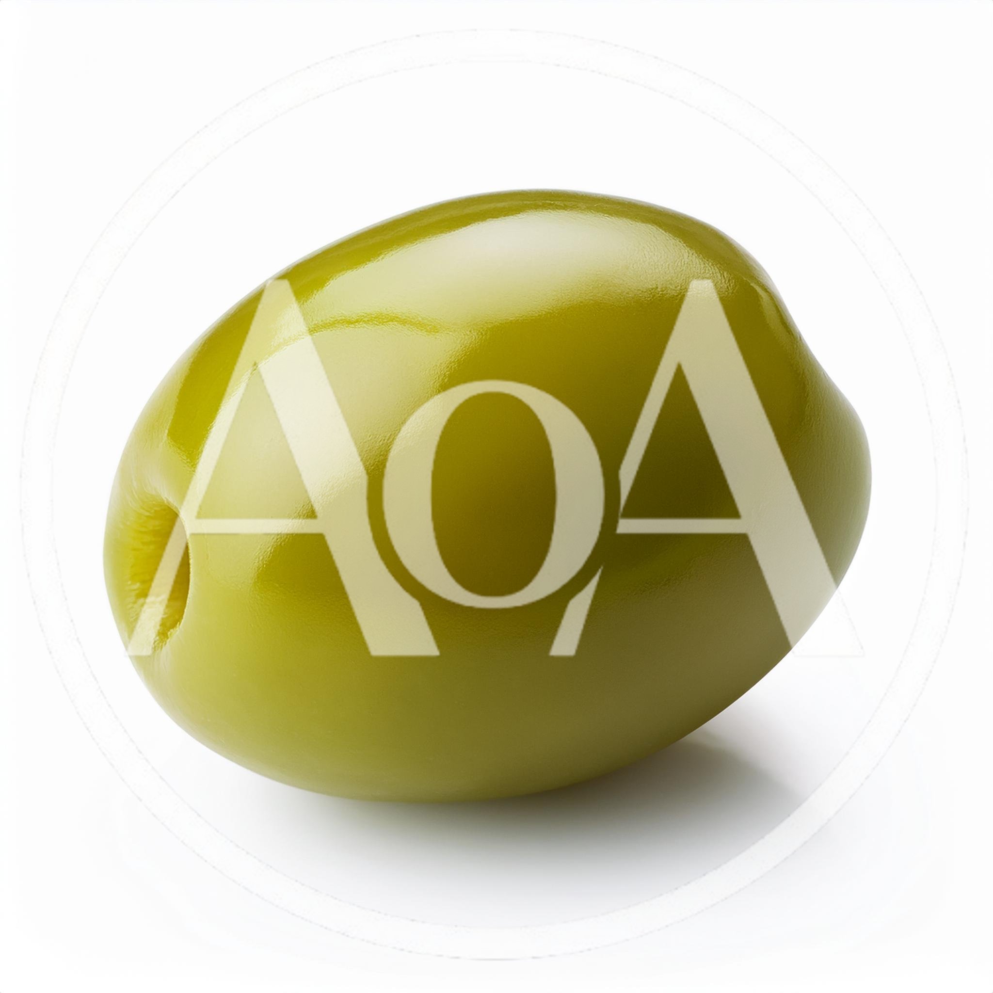 Single Pitted Green Olive Isolated On White Background
