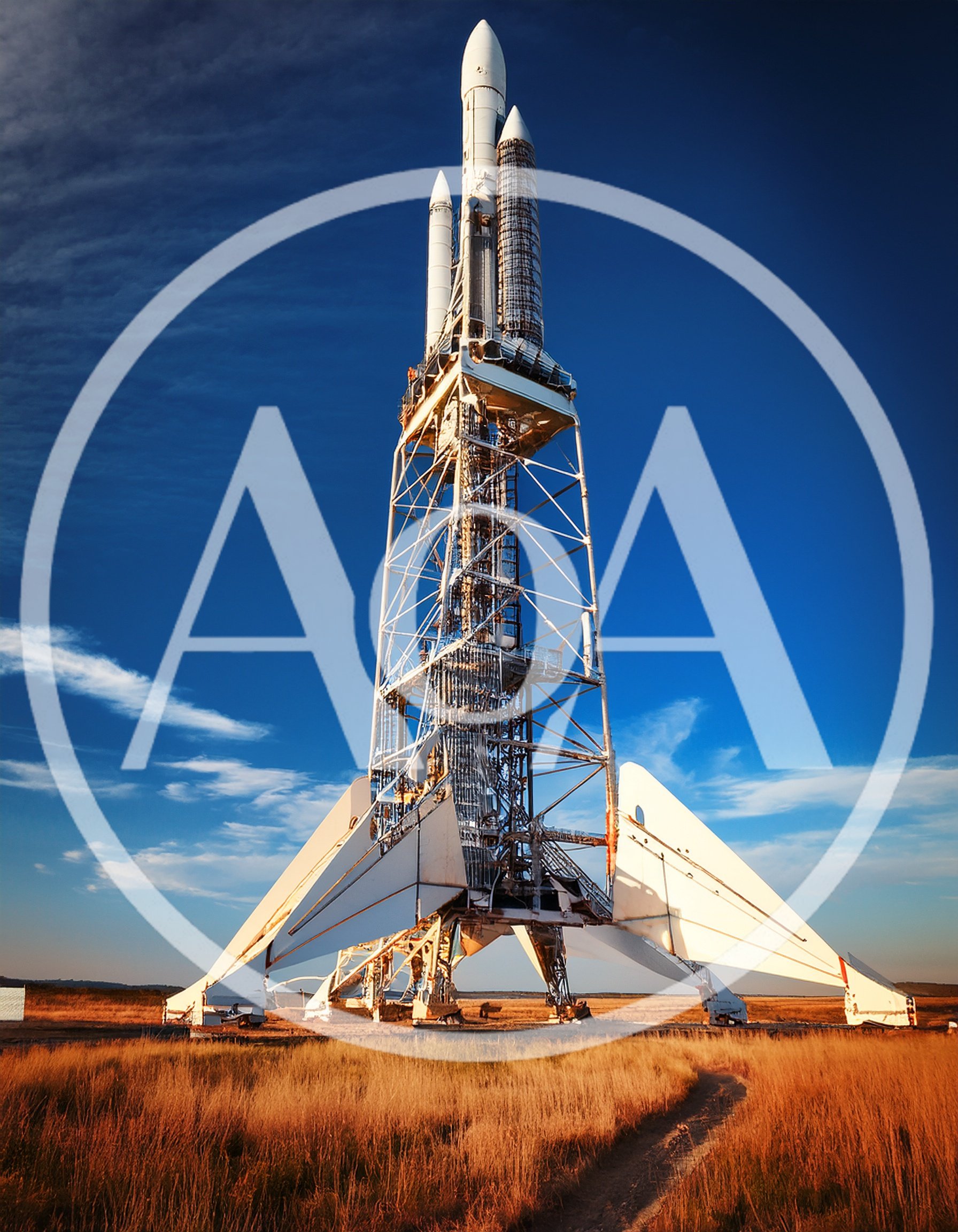 Futuristic Rocket Launchpad Structure in Open Field