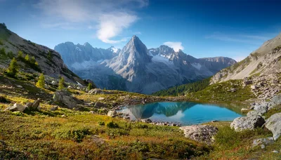 Alpine Lake Beneath The Majestic Dolomites Mountain Range