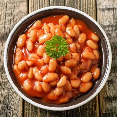 Bowl Of Baked Beans In Tomato Sauce