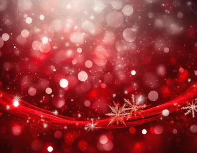 Abstract Red Christmas Background With Snowflakes And Bokeh
