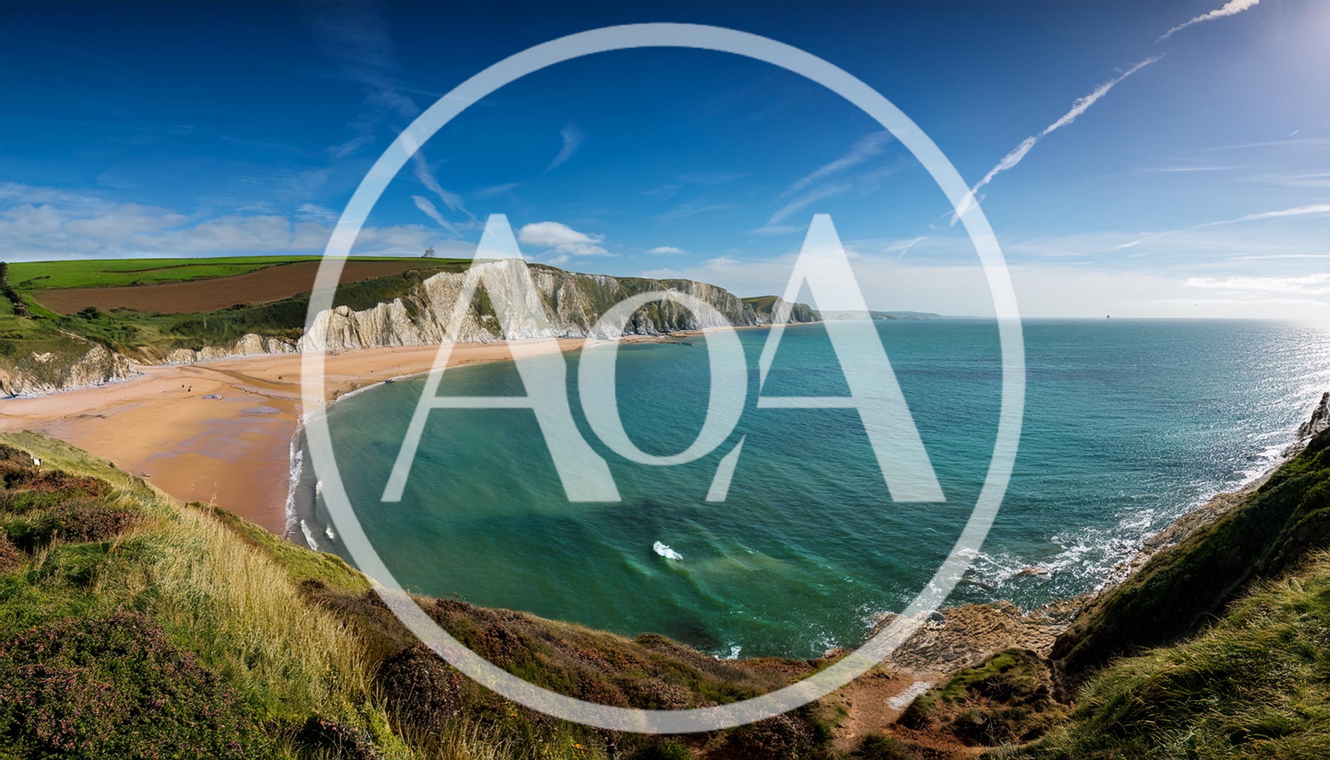 Panoramic View Of Man O War Beach In Dorset