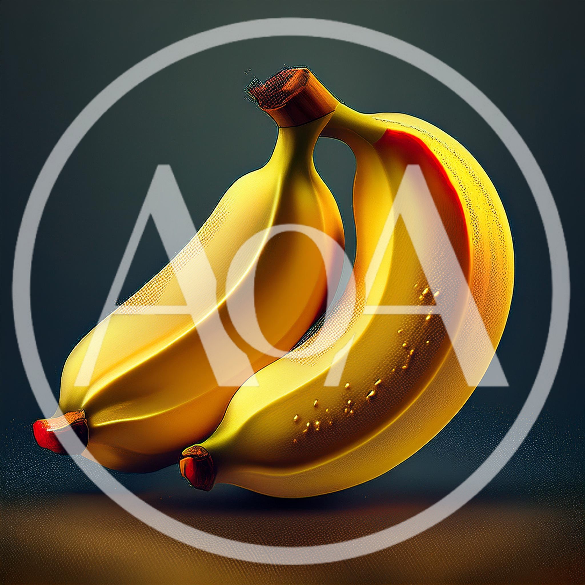 Two Ripe Yellow Bananas Against A Dark Background