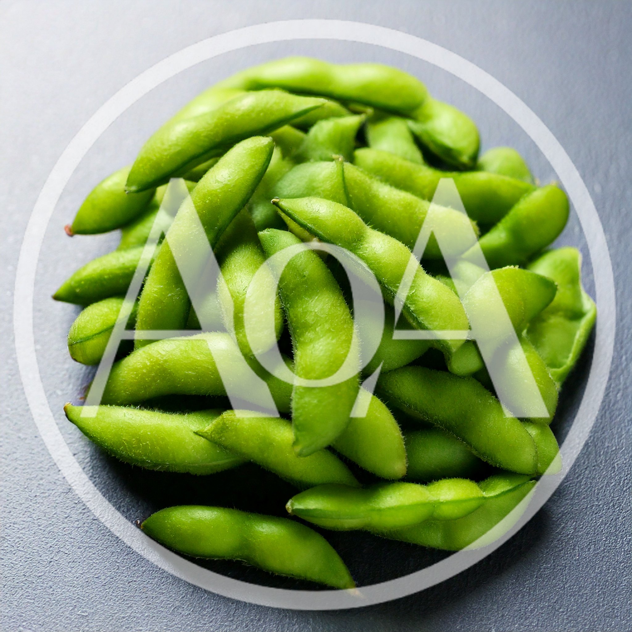 Fresh Green Edamame Soybeans On Dark Slate Surface