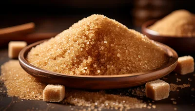 Brown Sugar Pile In A Wooden Bowl