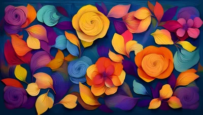 Abstract Floral Pattern With Vibrant Swirling Petals