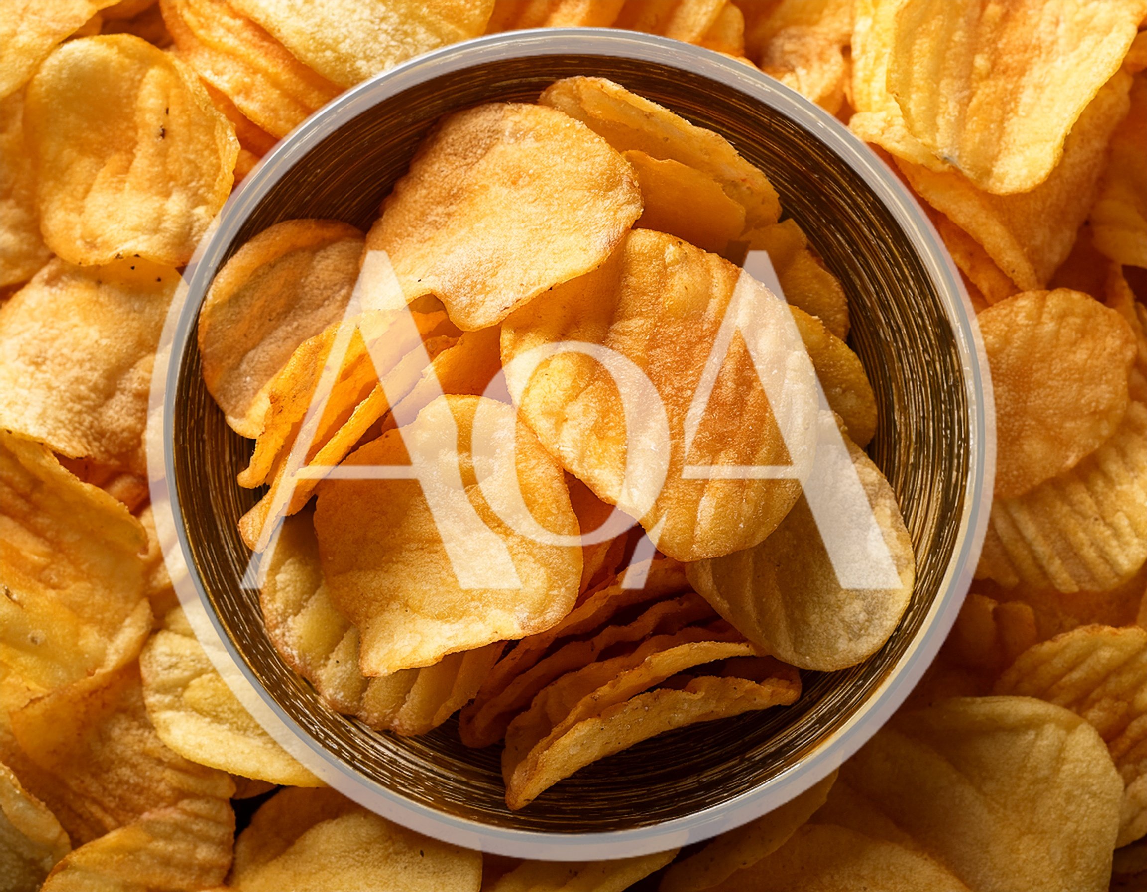 Bowl Filled With Crispy Ruffled Potato Chips