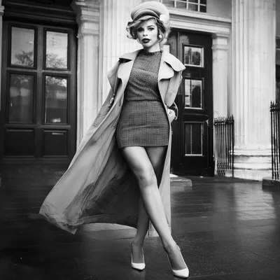 Stylish Woman In Trench Coat Posing Outdoors