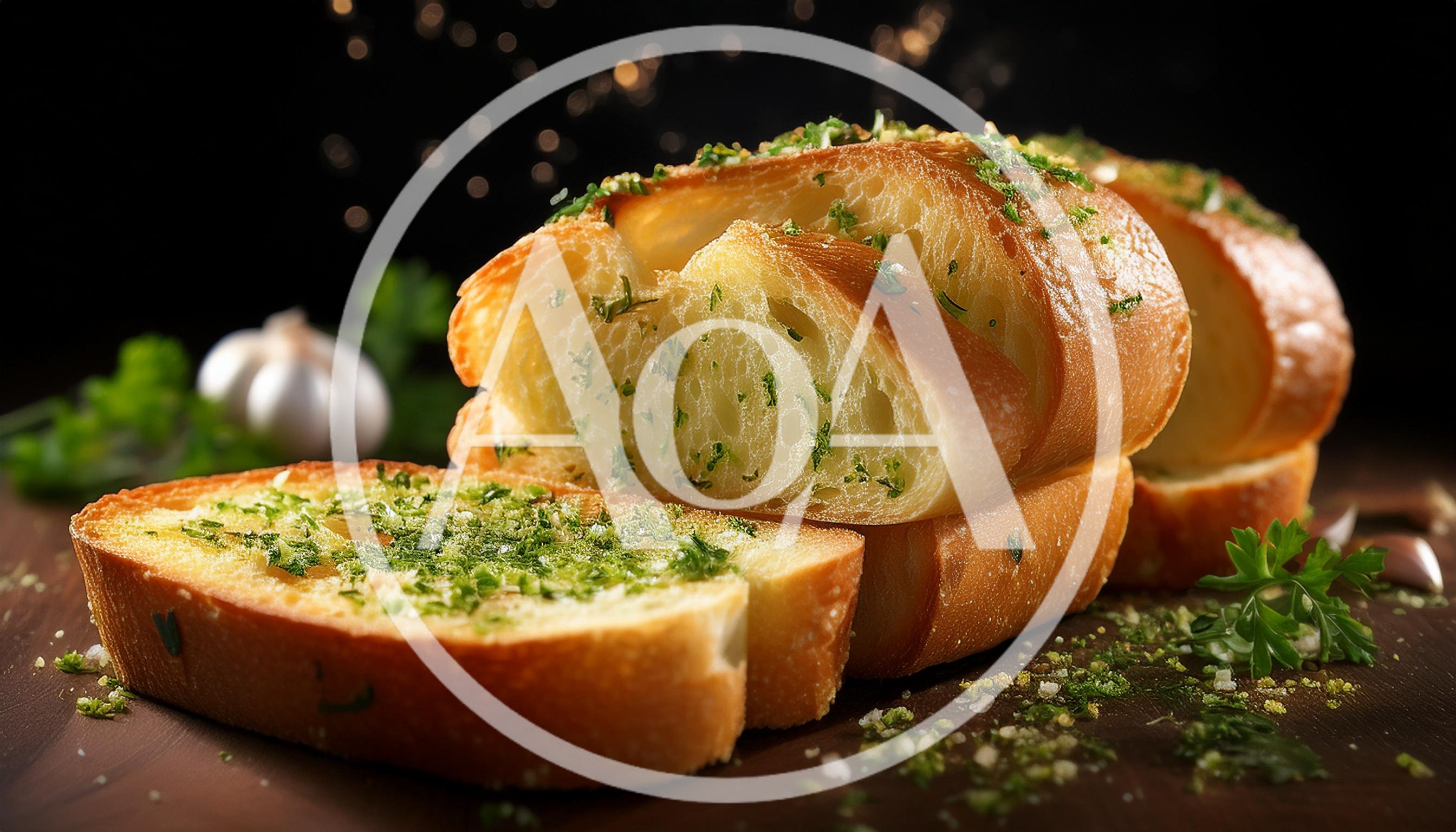 Freshly Baked Garlic Bread Slices With Herbs