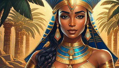 Portrait Of A Beautiful Egyptian Queen In Traditional Regalia