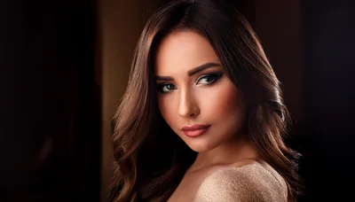 Portrait Of A Beautiful Woman With Long Brown Hair
