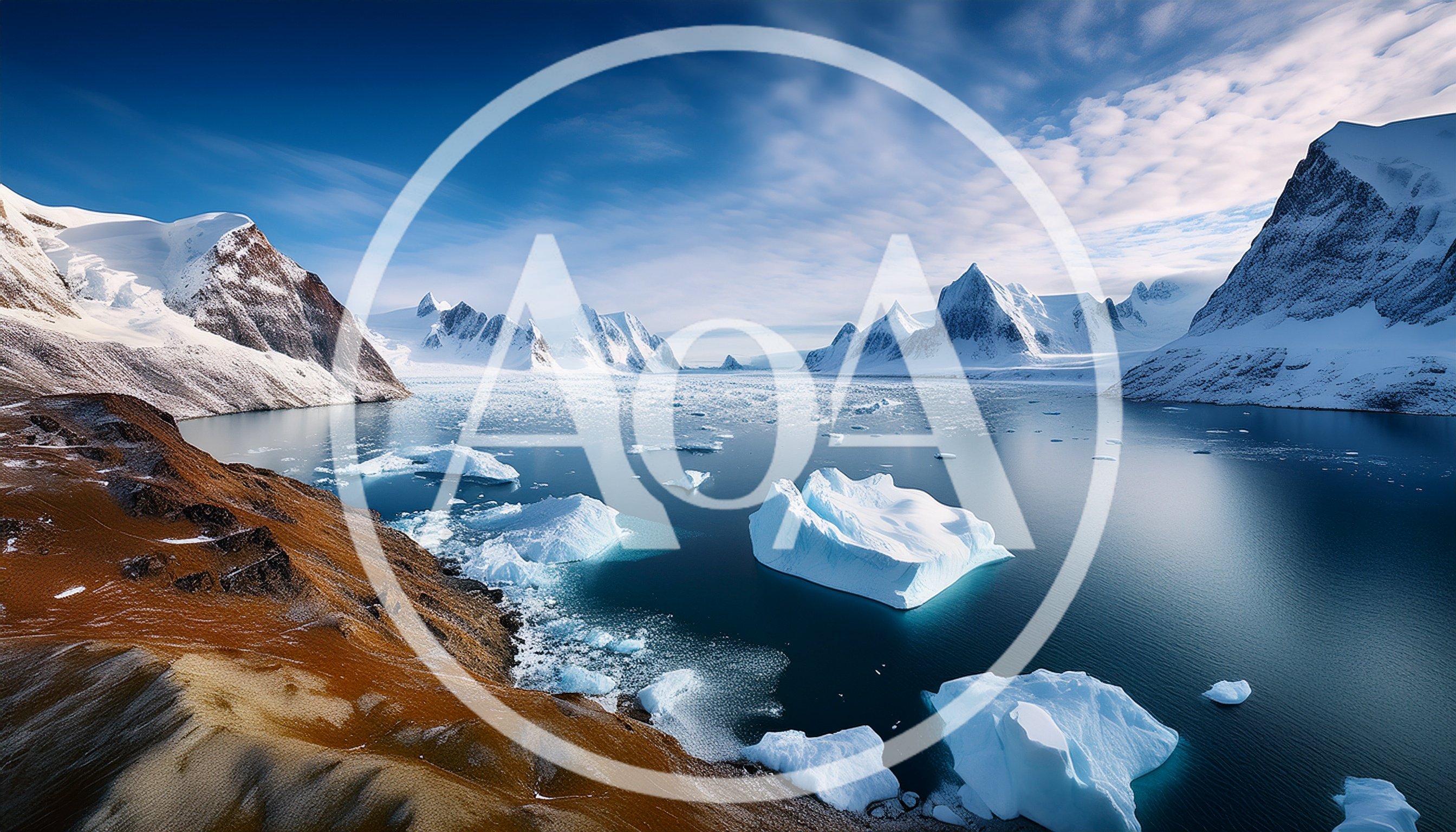 Glacial Landscape With Icebergs In Arctic Fjord