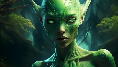 Ethereal Green Forest Elf Portrait