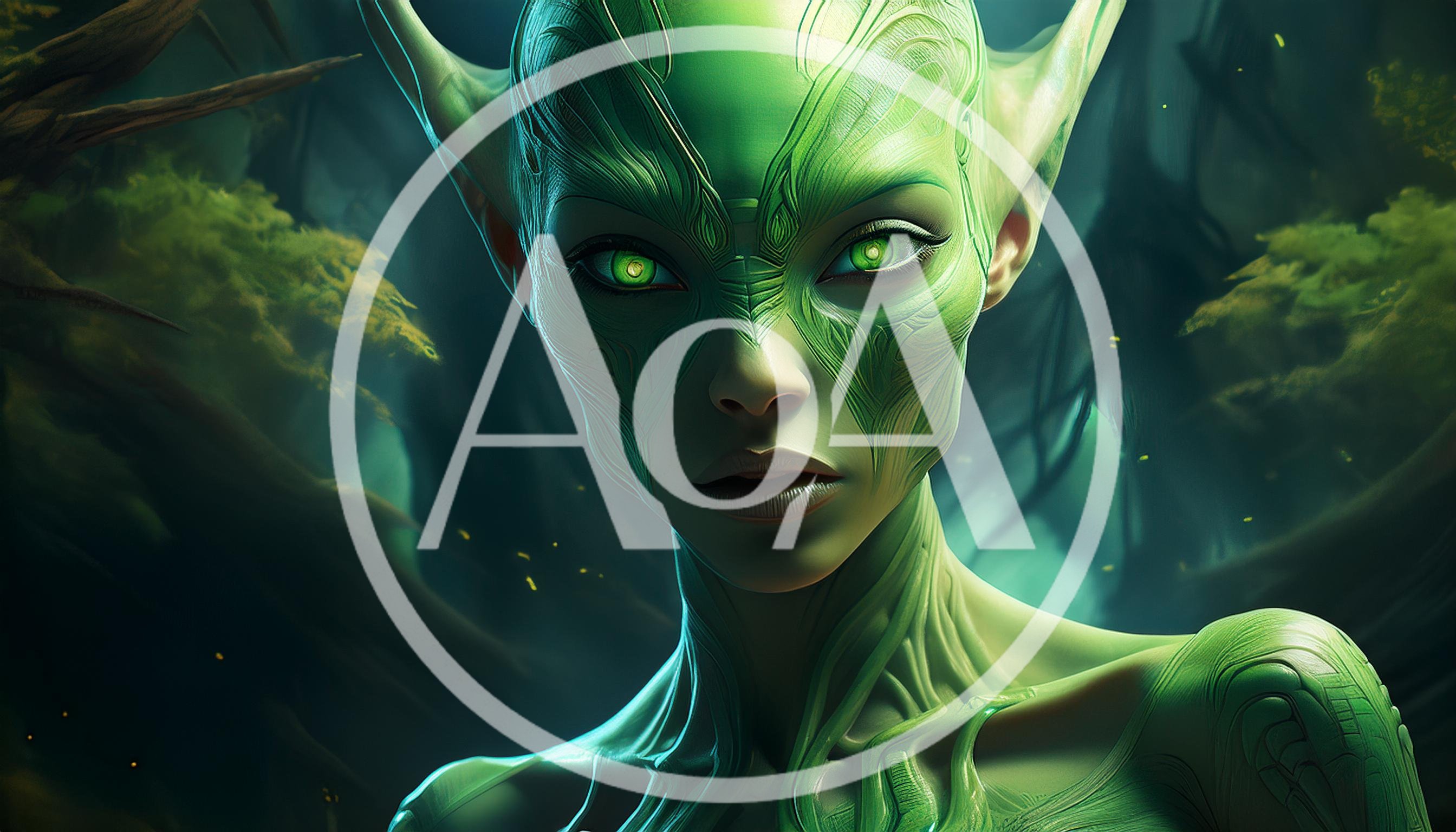 Ethereal Green Forest Elf Portrait