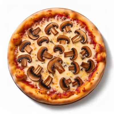 Top Down View Of A Mushroom Pizza
