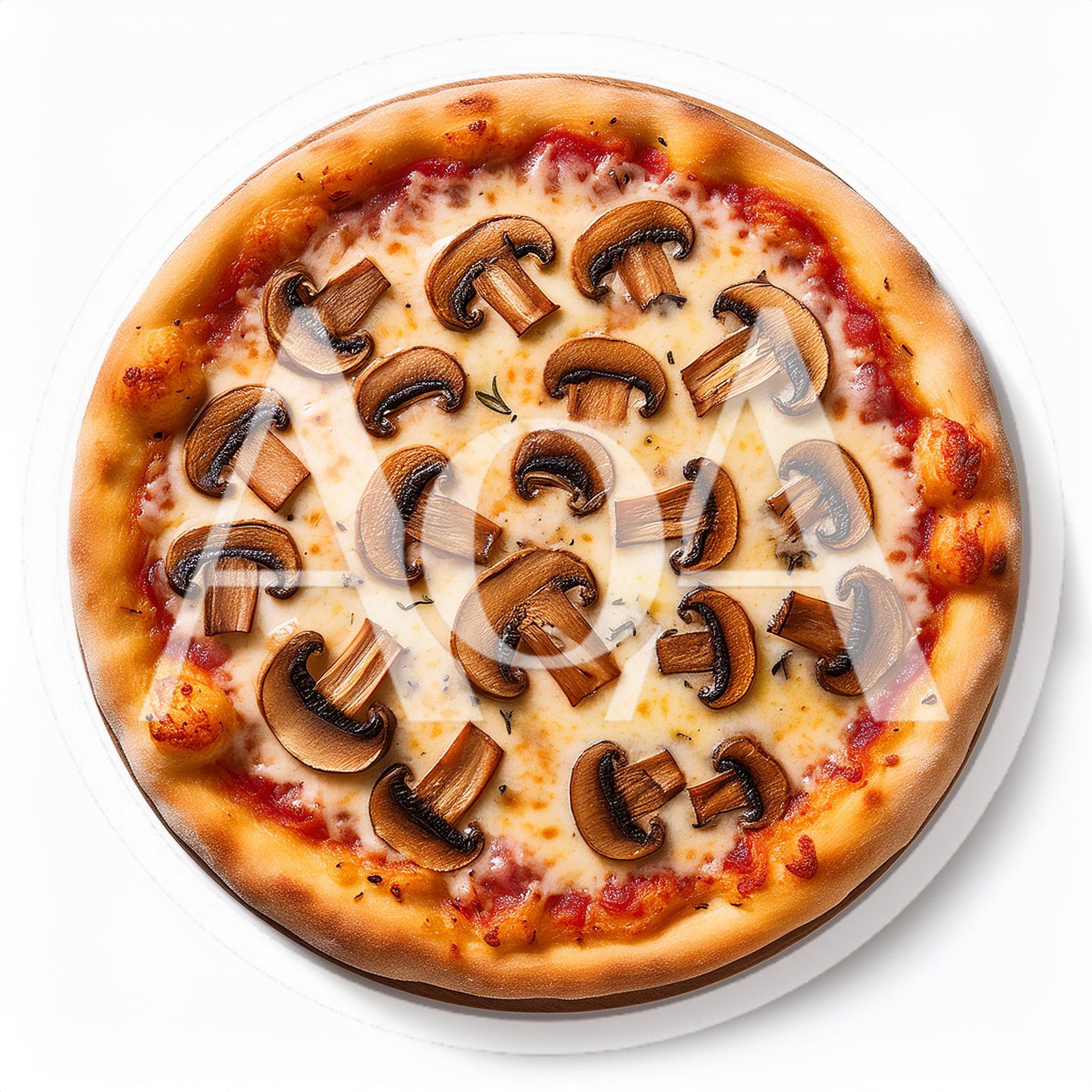 Top Down View Of A Mushroom Pizza