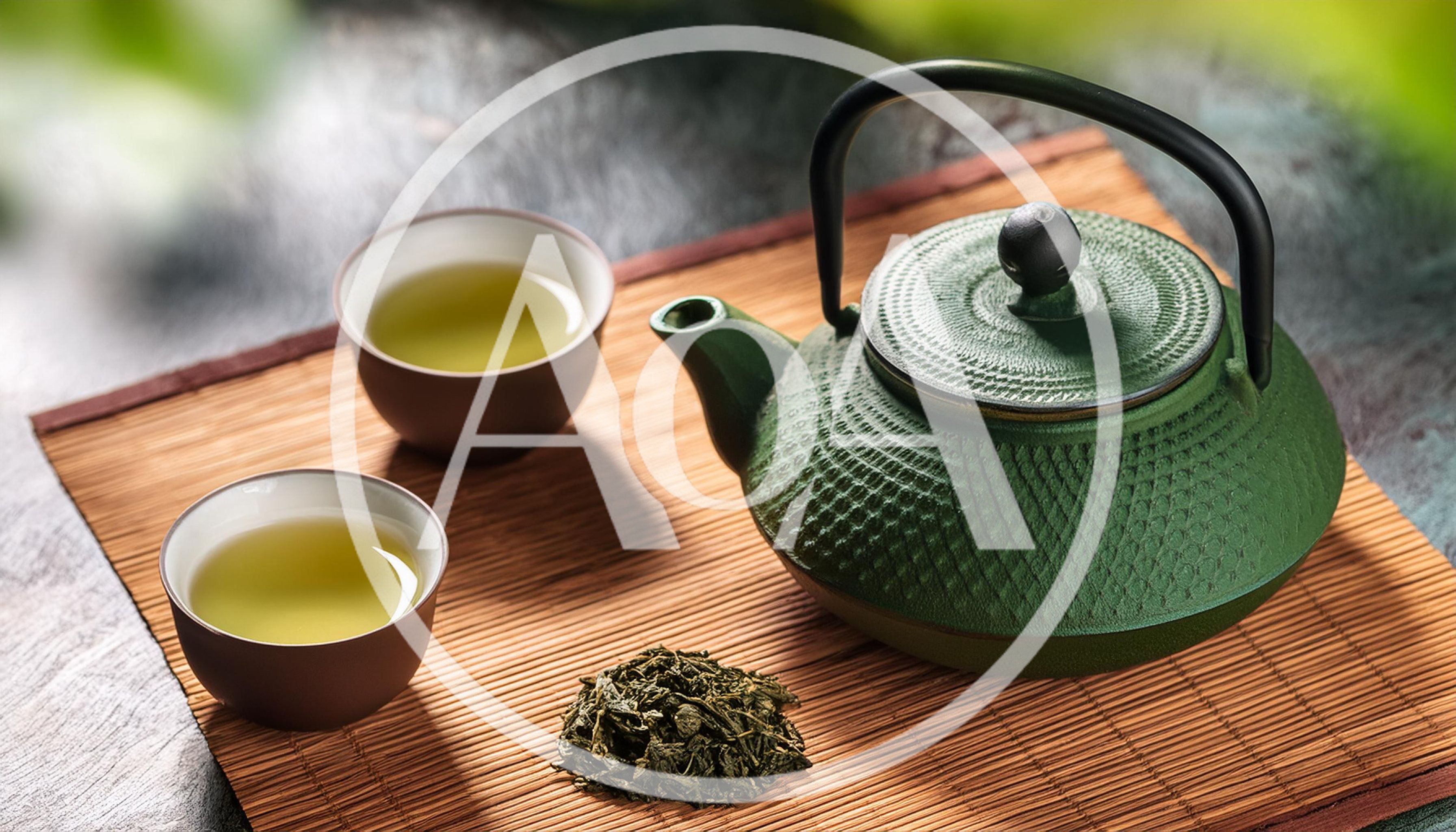 Green Tea Set With Teapot And Cups