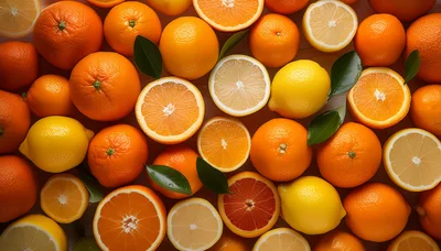 Fresh Citrus Fruits Assortment Top View