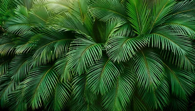 Lush Green Palm Fronds Background