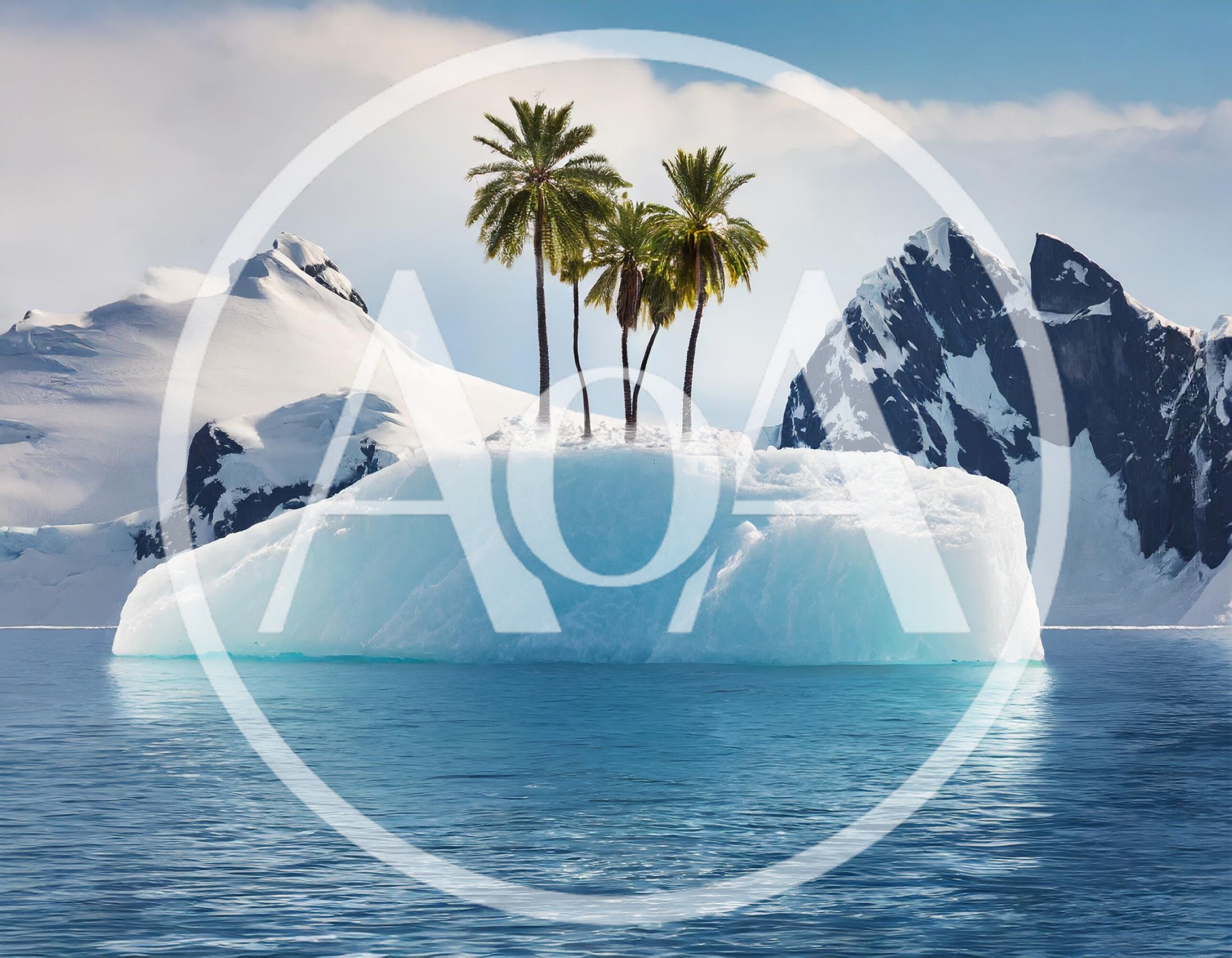 Surreal Tropical Palm Trees Growing On An Antarctic Iceberg