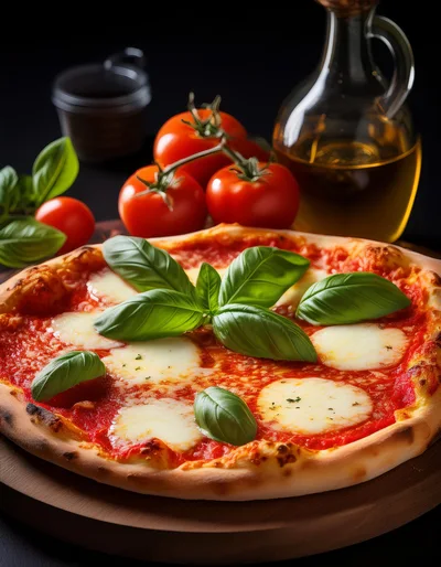 Fresh Margherita Pizza With Basil And Tomatoes