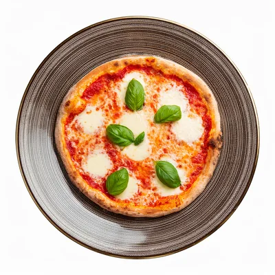 Fresh Margherita Pizza on a Textured Plate
