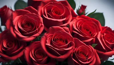 Close Up Of A Vibrant Red Rose Bouquet