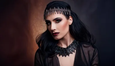 Portrait Of A Gothic Woman With Dark Makeup