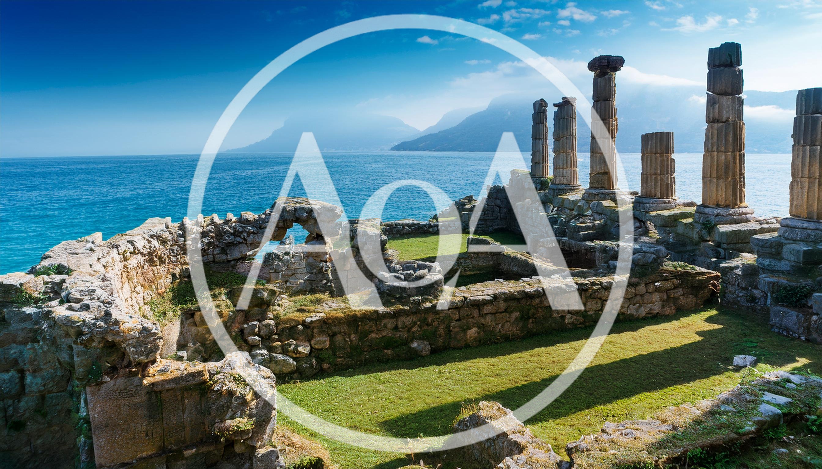 Ancient Temple Ruins Overlooking The Mediterranean Sea