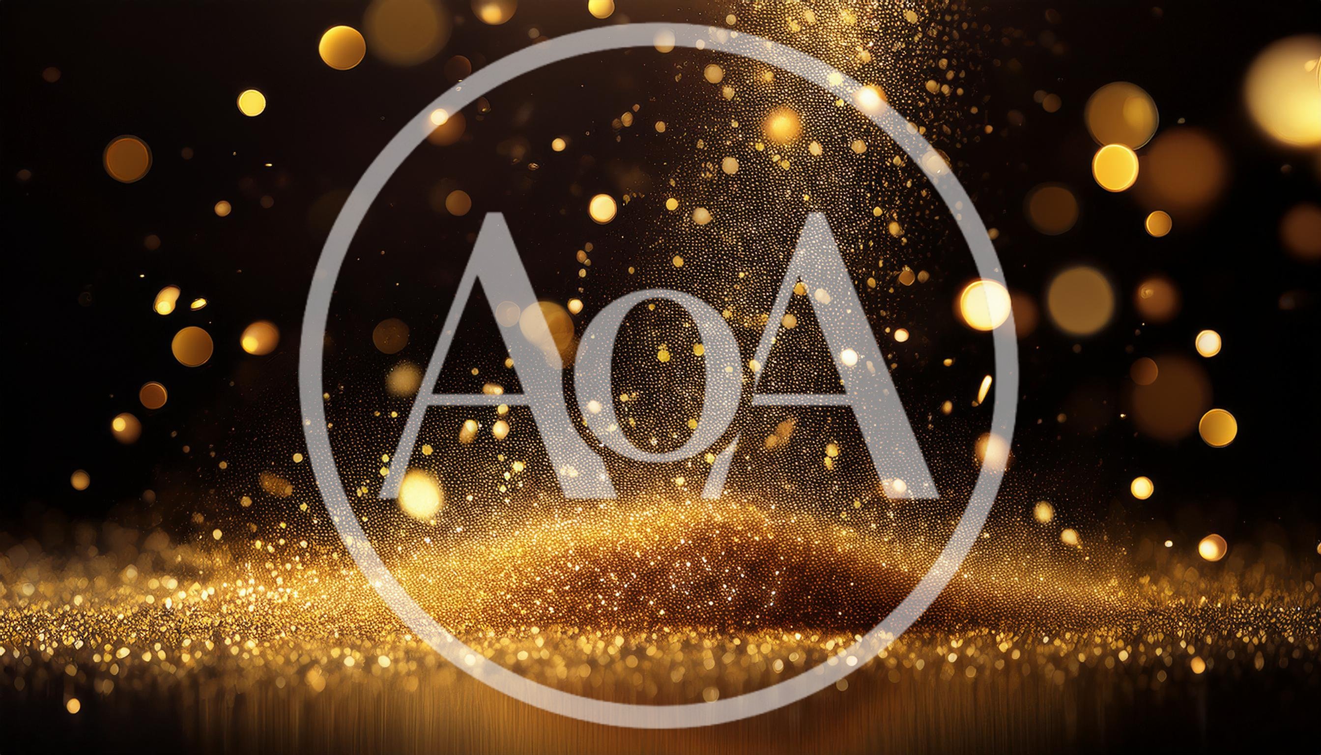 Golden Glitter Particles Floating On Dark Background