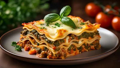 Delicious Layered Vegetable Lasagna on a Plate