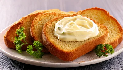 Toasted Bread Slices With Cream Cheese Spread
