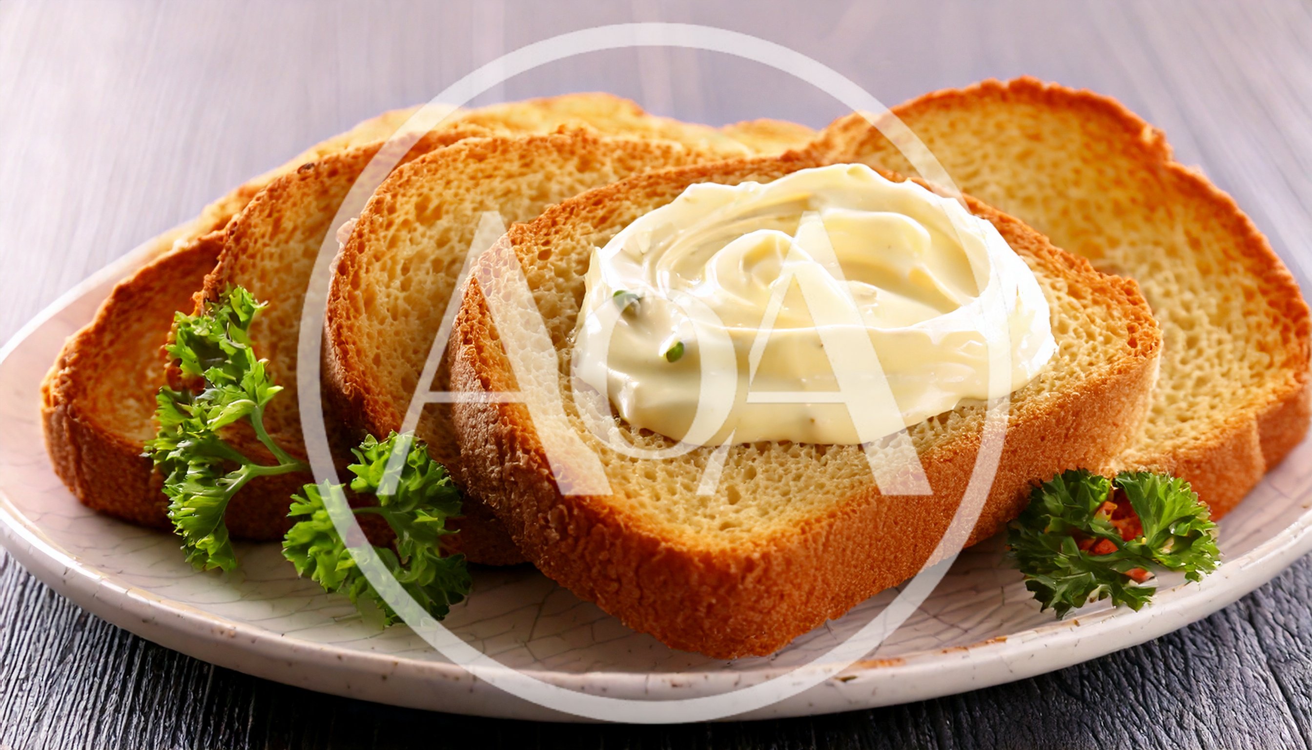 Toasted Bread Slices With Cream Cheese Spread