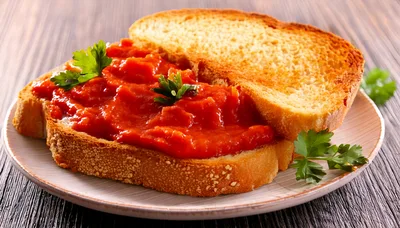 Roasted Red Pepper Spread on Toasted Bread