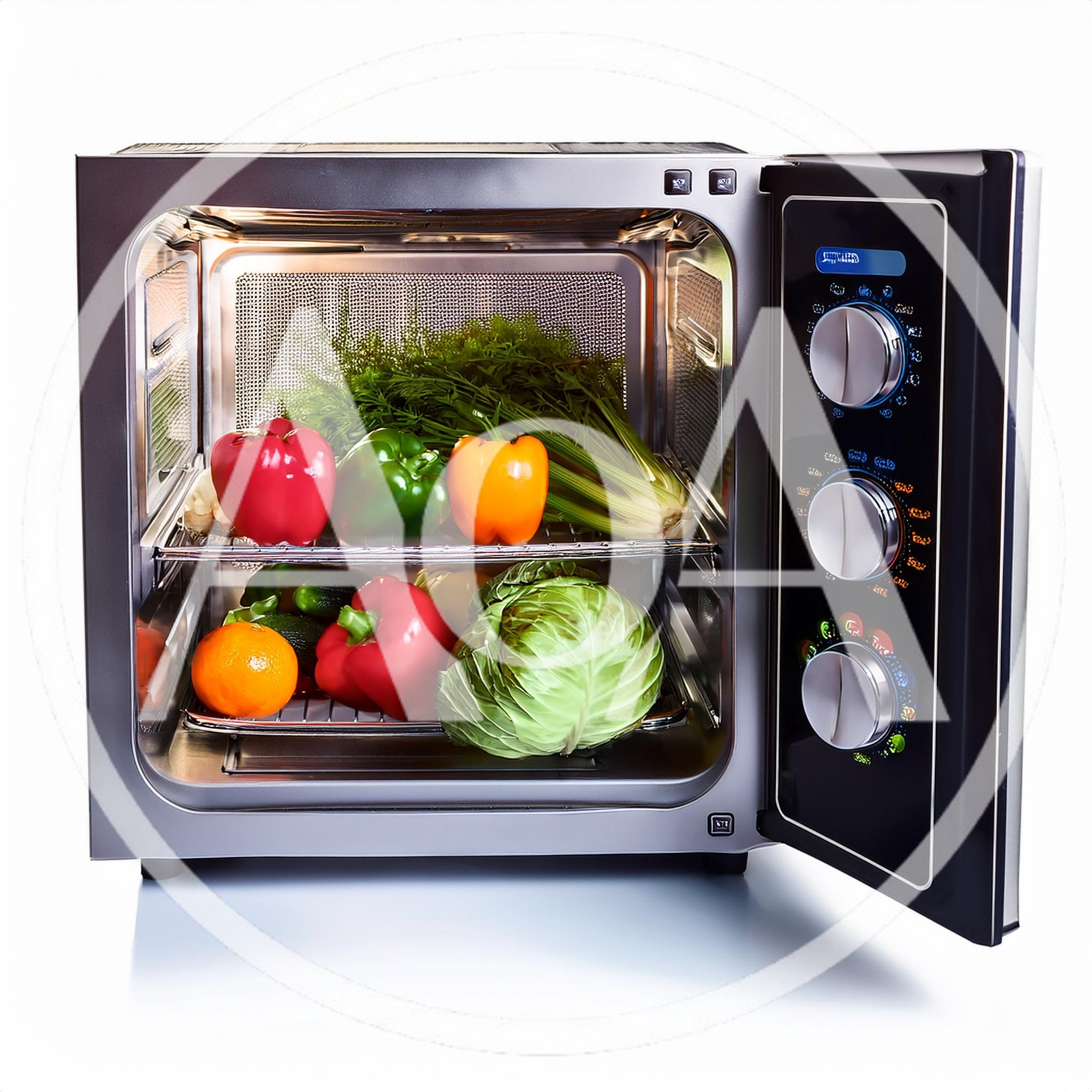 Fresh Vegetables Stored Inside A Modern Countertop Oven