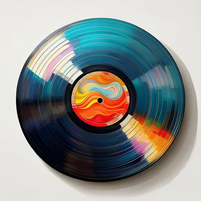 Abstract Colorful Vinyl Record On White Background