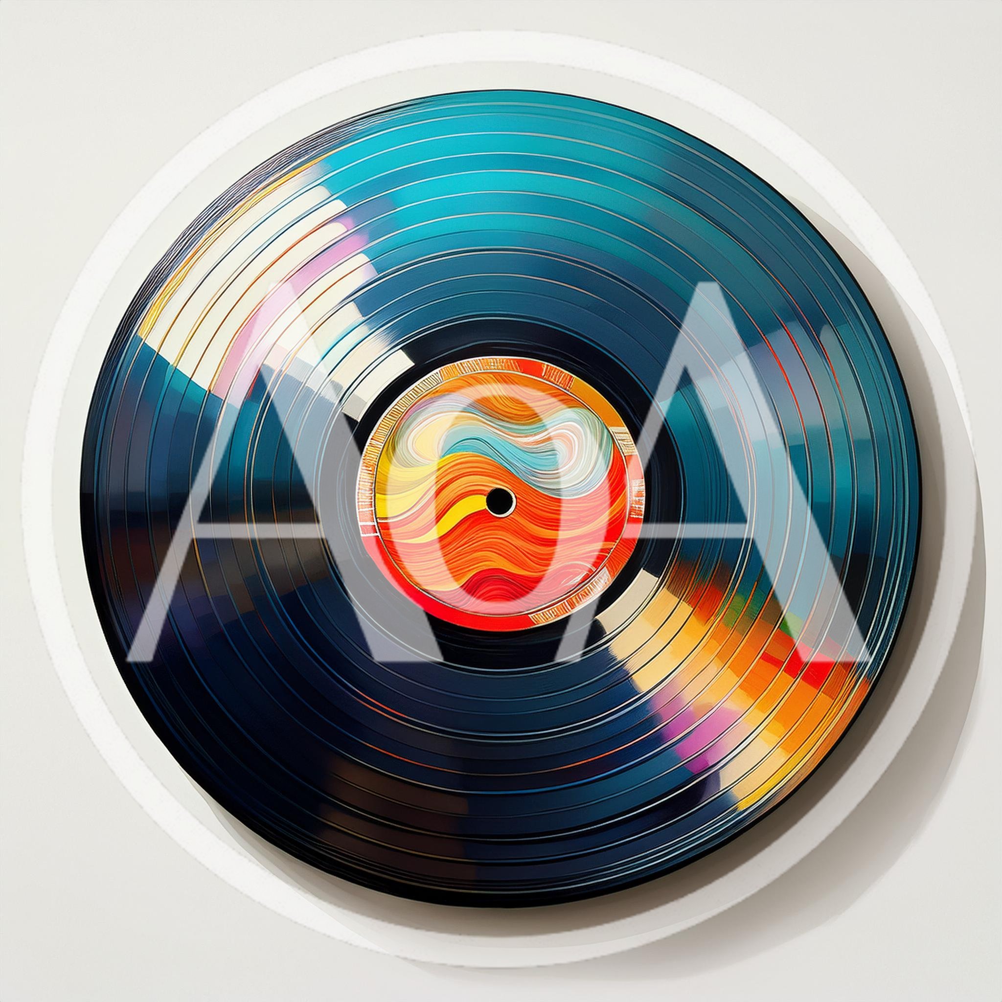 Abstract Colorful Vinyl Record On White Background