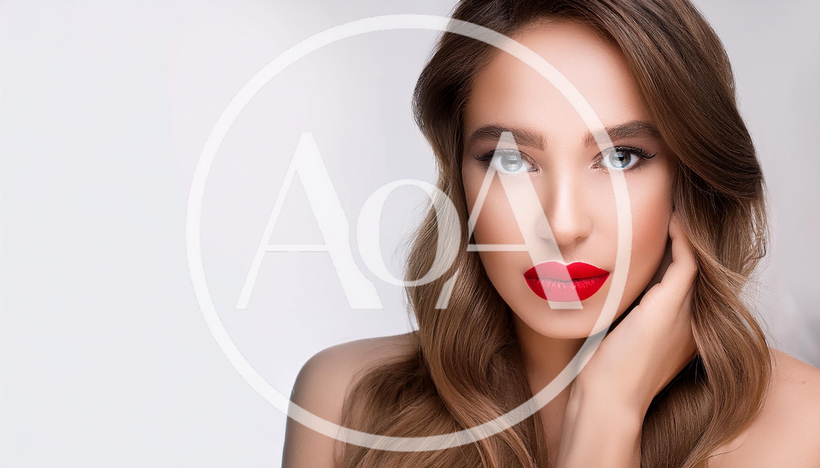 Portrait Of A Beautiful Woman With Red Lips