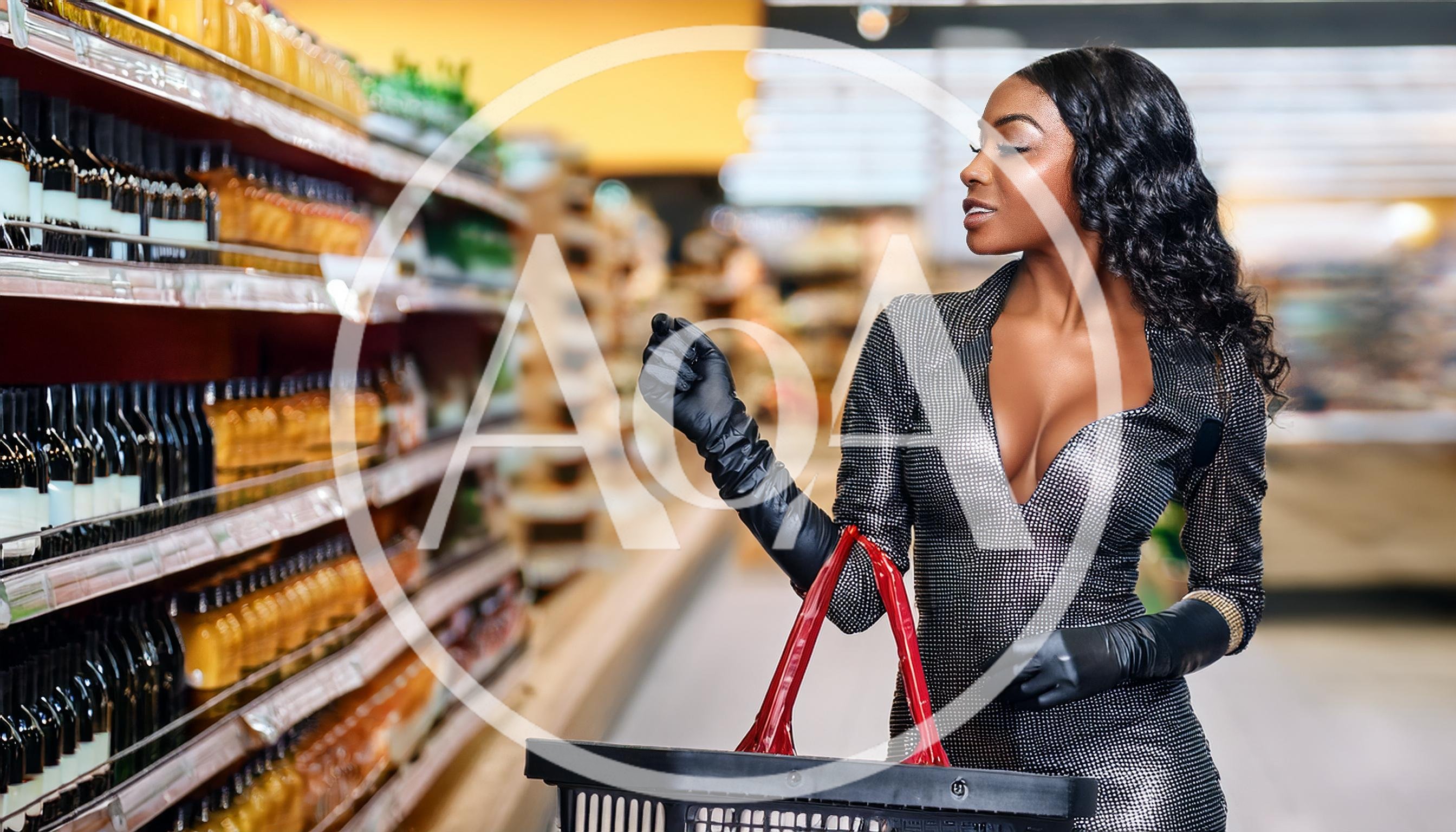 Elegant Woman Shopping In A Grocery Store