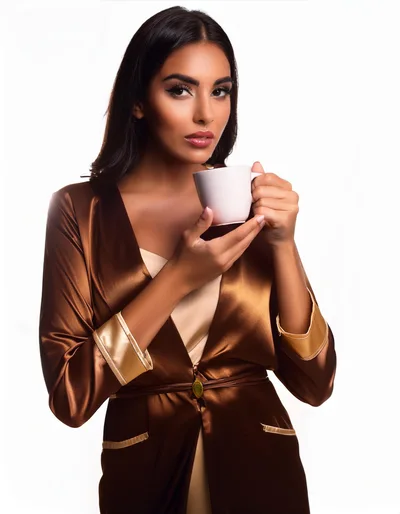 Elegant Woman Holding A Coffee Cup