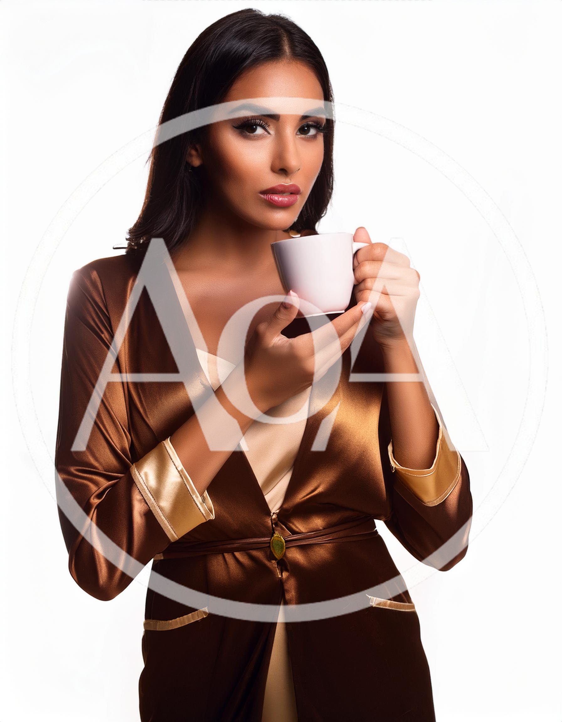 Elegant Woman Holding A Coffee Cup